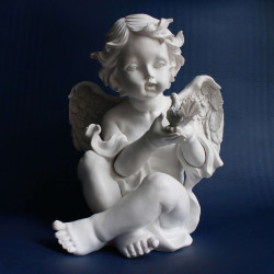 SCULPTURE ANGE AVEC OISEAU