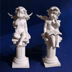 2 STATUETTES ANGE SUR COLONNE ROMAINE