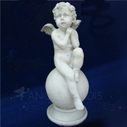 GRANDE STATUE ANGE SUR BOULE 64CM