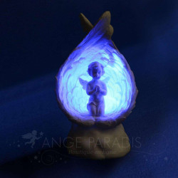 FIGURINE ANGE LUMINEUX PRIERE AVEC CROIX