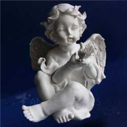 SCULPTURE ANGE AVEC OISEAU 30CM