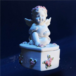 CONTENANT CHERUBINS AVEC ROSACES