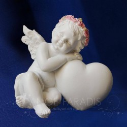 FIGURINE ANGE GARDIEN ROSE GAUCHE