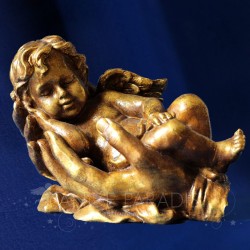 STATUETTE ANGE DORE DANS MAINS 23CM