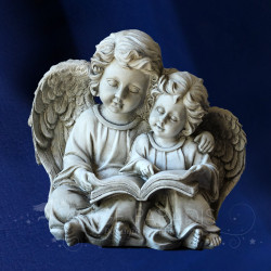 STATUE 2 ANGES AVEC LIVRE 27CM