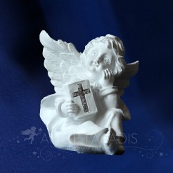 FIGURINE ANGE CONTEMPLATIF AVEC CROIX