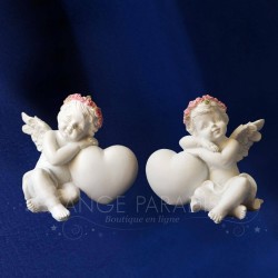 2 FIGURINES ANGES GARDIEN ROSE