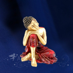 STATUETTE BOUDDHA THAI ROUGE ET OR