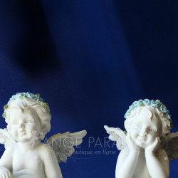 2 FIGURINES D'ANGES  aureole bleus