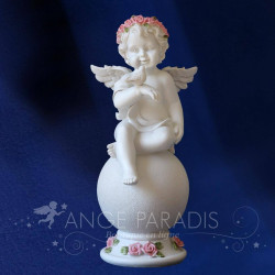 GRANDE STATUE ANGE OISEAU ROSE