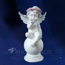 STATUE ANGE GARDIEN VOEUX ROSE 26CM