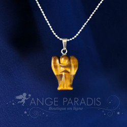 COLLIER ANGE GARDIEN PIERRE OEIL DE TIGRE