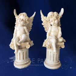 STATUETTE ANGE COLONNE PATINEE X2
