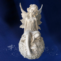 STATUE ANGE CELESTE SUR BOULE 35cm