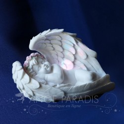 FIGURINE ANGE LUMINEUX AVEC AUREOLE ROSE