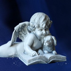 STATUETTE ANGE et un chiot chien