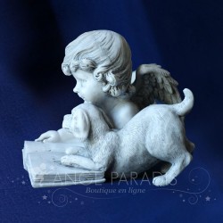 STATUETTE ANGE AVEC UN CHIEN gris