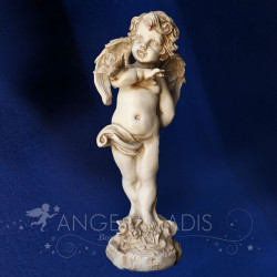 STATUE D'ANGE VIEIILI AVEC PAPILLON DEBOUT