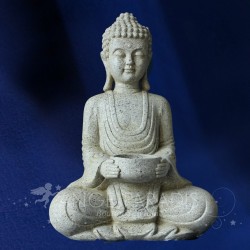 STATUETTE BOUGEOIR BOUDDHA GRIS 27CM
