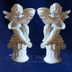 BOUGEOIRS ANGES COLONNES x2