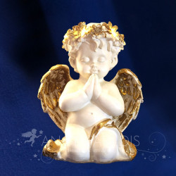 STATUETTE D'ANGE LUMINEUX PRIERE 23CM