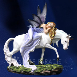 STATUETTE FEE LICORNE "conte de fée" 34CM