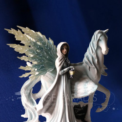 GRANDE STATUE FEE ANGE BLANCHE LICORNE