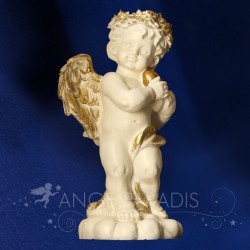 STATUE D'ANGE GEANT CUPIDON DOREE 42cm