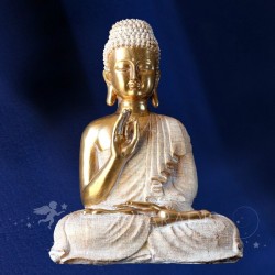 GRANDE STATUE BOUDDHA OR & BLANC SEREIN 35cm