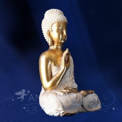 FIGURINES BOUDDHA OR & BLANC SEREIN 35cm