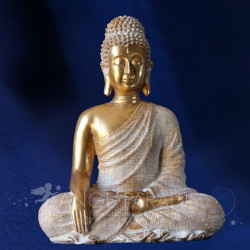 STATUE BOUDDHA OR ET BLANC NIRVANA