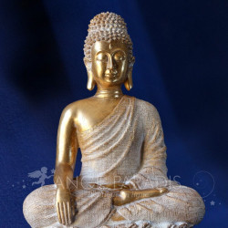 STATUE BOUDDHA OR ET BLANC