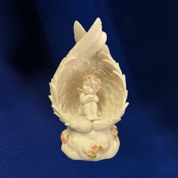 FIGURINE ANGE LUMINEUX ROSES SAGE