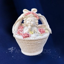 FIGURINE ANGE dans panier de fleurs