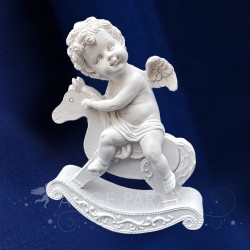 STATUETTE ANGE AVEC CHEVAL A BASCULE