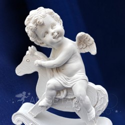 STATUETTE ANGE AVEC CHEVAL A BASCULE