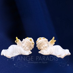 2 Angelots Dorés couchés - 15cm