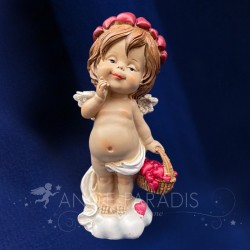 statuette CHERUBIN AVEC BOUQUET DE COEURS