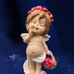 statuette CHERUBIN AVEC BOUQUET DE COEURS