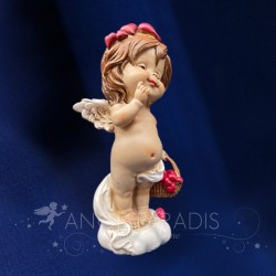 statuette CHERUBIN AVEC BOUQUET DE COEURS