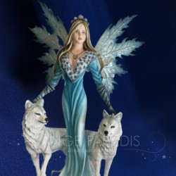 Grande Statuette de Fée 2 Loups