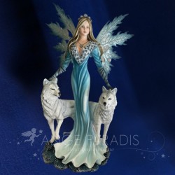Grande Statuette de Fée 2 Loups
