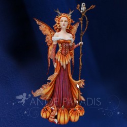 Figurine grande Fée Amy Brown Hibou et Citrouille -- 44cm