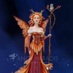 Figurine grande Fée Amy Brown Hibou et Citrouille -- 44cm