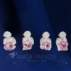 4 figurines Anges Agenouillé coeur Rose