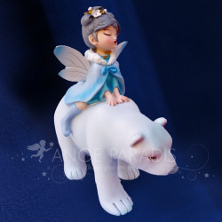 STATUETTE ANGE OURS BLANC