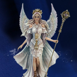 Statuette Ange Blanche Au Sceptre