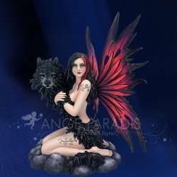Fée Rouge Avec Loup Noir