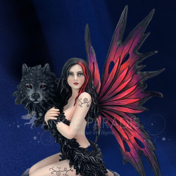 Fée Rouge Avec Loup Noir