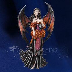 Statuette fée dragon orange